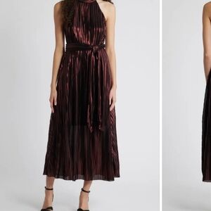 Elegant Pleated Dress in Rich Burgundy